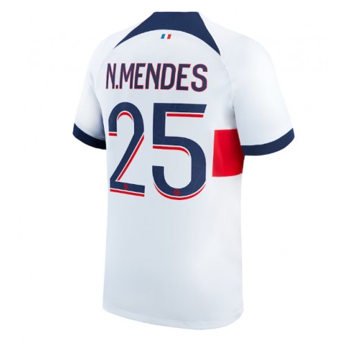 Fotballdrakt Herre Paris Saint-Germain Nuno Mendes #25 Bortedrakt 2023-24 Kortermet